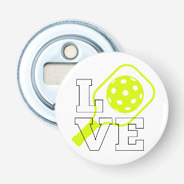 Pickleball Love - Neon Paddle en Ball Design Button Flesopener