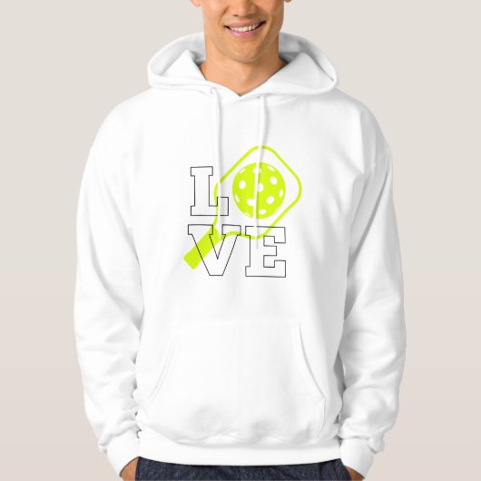 Pickleball Love - Neon Paddle en Ball Design Hoodie (Voorkant)