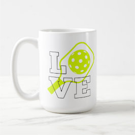 Pickleball Love - Neon Paddle en Ball Design Koffiemok