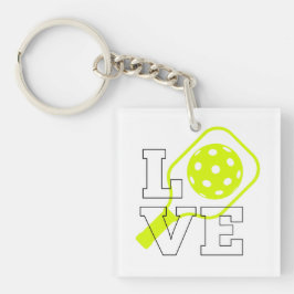 Pickleball Love - Neon Paddle en Ball Design Sleutelhanger