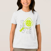 Pickleball Love - Neon Paddle en Ball Design Tri-Blend Shirt (Voorkant)