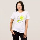 Pickleball Love - Neon Paddle en Ball Design Tri-Blend Shirt (Voorkant volledig)