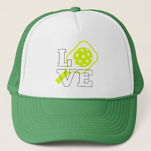 Pickleball Love - Neon Paddle en Ball Design Trucker Pet (Voorkant)