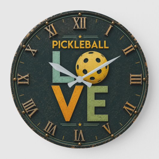 Pickleball Love Paddle Ball Grote Klok (Voorkant)