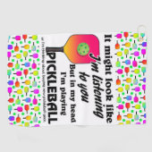 Pickleball Lover in mijn hoofd Ik speel Pickleball Golfhanddoek (Horizontaal)