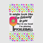 Pickleball Lover in mijn hoofd Ik speel Pickleball Golfhanddoek (Voorkant)