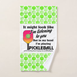 Pickleball Lover in mijn hoofd Ik speel Pickleball Handdoek