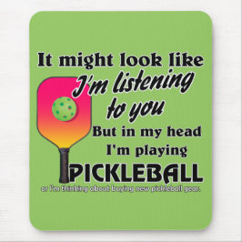 Pickleball Lover in mijn hoofd Ik speel Pickleball Muismat
