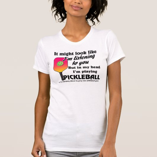 Pickleball Lover in mijn hoofd Ik speel Pickleball T-shirt (Voorkant)