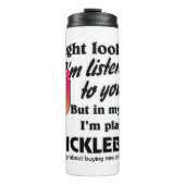 Pickleball Lover in mijn hoofd Ik speel Pickleball Thermosbeker (Voorkant)