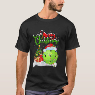 Pickleball Lover Kerstdecoraties Santa Light T-shirt