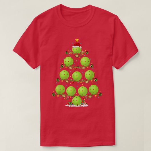 Pickleball Lover Lighting Santa Pickleball Christm T-shirt (Design voorkant)