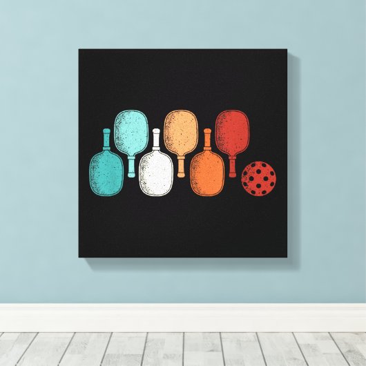 Pickleball Lover Retro Paddle Sport Canvas Afdruk (Insitu (Houten vloer))