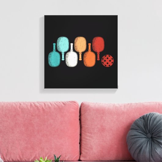 Pickleball Lover Retro Paddle Sport Canvas Afdruk (Insitu (Woonkamer))