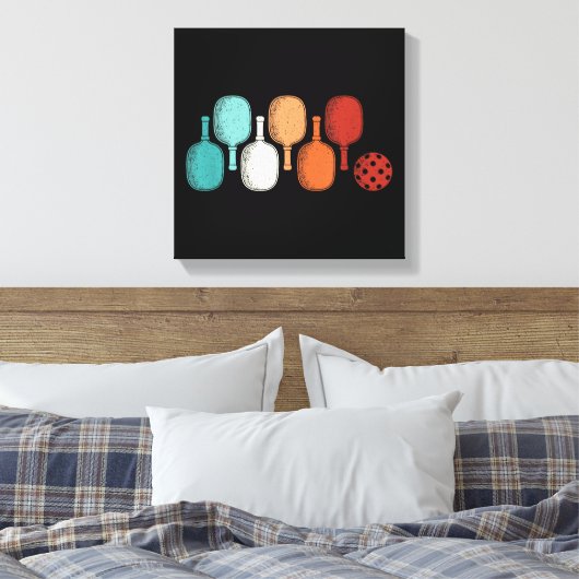 Pickleball Lover Retro Paddle Sport Canvas Afdruk (Insitu (Slaapkamer))