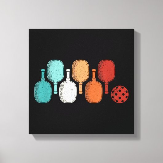 Pickleball Lover Retro Paddle Sport Canvas Afdruk (Voorkant)