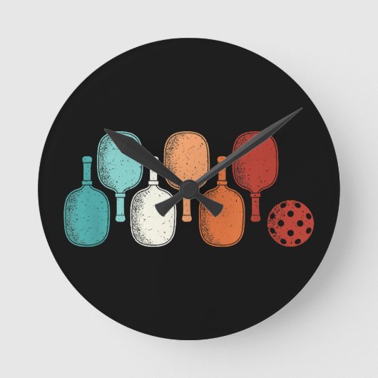 Pickleball Lover Retro Paddle Sport  Ronde Klok (Voorkant)