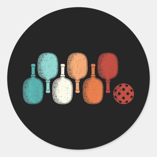 Pickleball Lover Retro Paddle Sport Ronde Sticker (Voorkant)