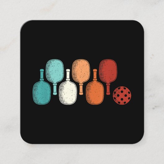 Pickleball Lover Retro Paddle Sport  Vierkante Visitekaartje (Voorkant)