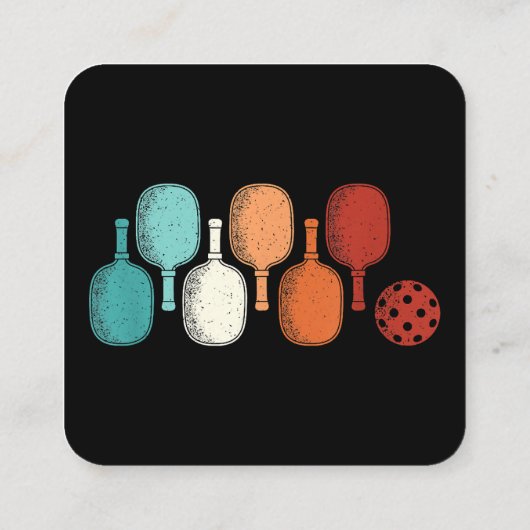 Pickleball Lover Retro Paddle Sport  Vierkante Visitekaartje (Achterkant)