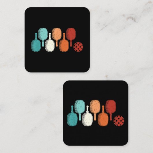 Pickleball Lover Retro Paddle Sport  Vierkante Visitekaartje (Voorkant / Achterkant)