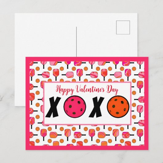 Pickleball Lover Valentijn XOXO Pickleballs Briefkaart (Voorkant / Achterkant)