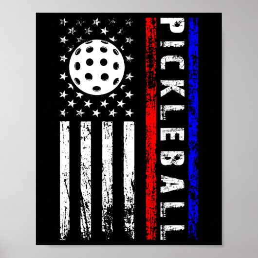 Pickleball Lovers 4th Of July American Flag Pickle Poster (Voorkant)