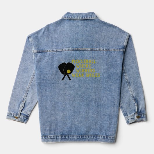 Pickleball Lover's Dream grappige gele slogan Denim Jacket (Achterkant)