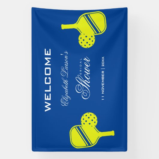 Pickleball Lovers Vrijgezellenfeest Neon Blauw Spandoek (Verticaal)