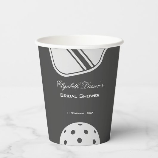 Pickleball Lovers Vrijgezellenfeest Zwart & Wit Papieren Bekers (Achterkant)