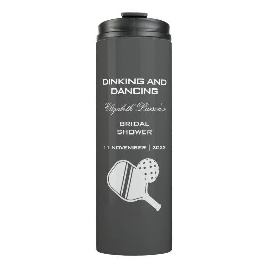 Pickleball Lovers Vrijgezellenfeest Zwart & Wit Thermosbeker (Voorkant)