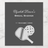 Pickleball Lovers Vrijgezellenfeest Zwart & Wit Wijn Etiket (Enkel label)