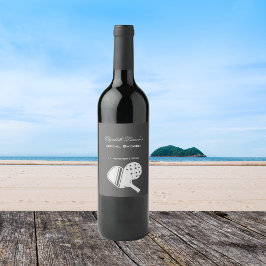 Pickleball Lovers Vrijgezellenfeest Zwart & Wit Wijn Etiket