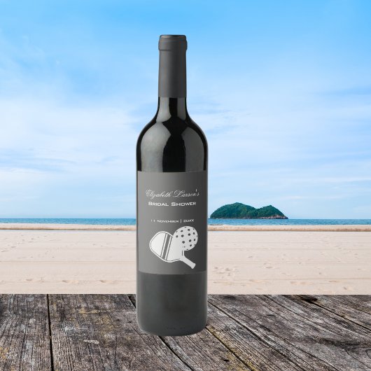 Pickleball Lovers Vrijgezellenfeest Zwart & Wit Wijn Etiket