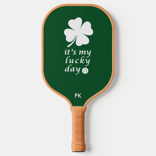 Pickleball Lucky Day Shamrock Funny Green Paddle (Voorkant)