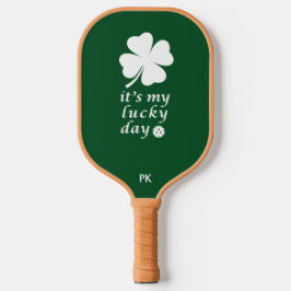 Pickleball Lucky Day Shamrock Funny Green Pickleball Paddle