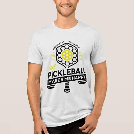 Pickleball maakt me gelukkig Tri-Blend shirt (Voorkant)