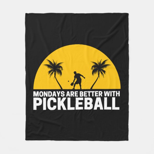Pickleball Maandagen zijn beter met Pickleball Fleece Deken (Voorkant)