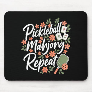 Pickleball Mahjong Herhalende Bloem Bloemrijke Pad Muismat