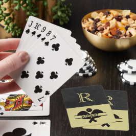 Pickleball-man met eigen monogram en naam pokerkaarten