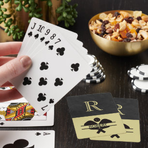 Pickleball-man met eigen monogram en naam pokerkaarten