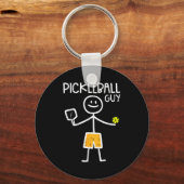 Pickleball-man stickman pickleball mannen jongens sleutelhanger (Voorkant)