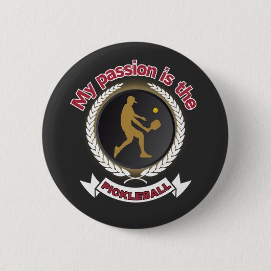 Pickleball Mannelijke Atleet Hof Passie Energie Ronde Button 5,7 Cm (Voorkant)