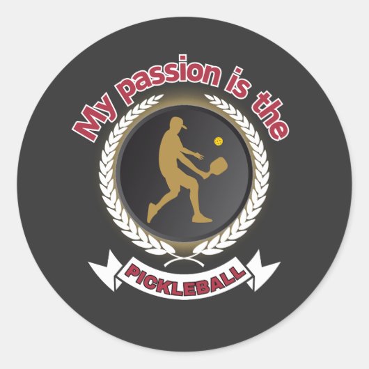 Pickleball Mannelijke Atleet Hof Passie Energie Ronde Sticker (Voorkant)