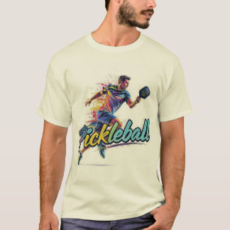 Pickleball mannelijke speler in beweging t-shirt