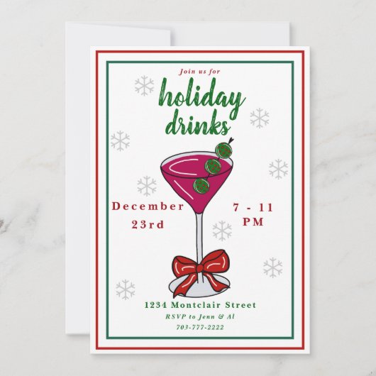 Pickleball Martini Kerstfeest Kaart (Voorkant)