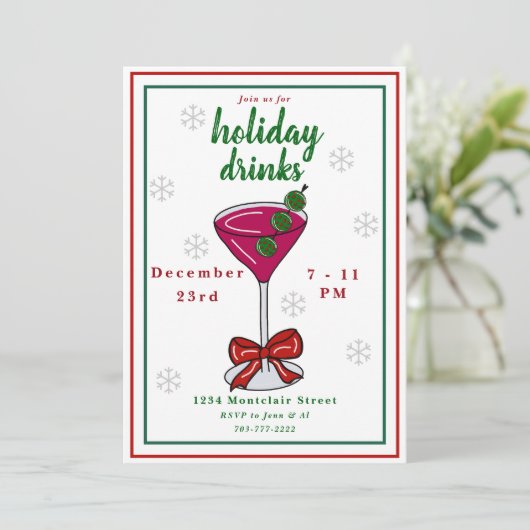 Pickleball Martini Kerstfeest Kaart (Staand voorkant)