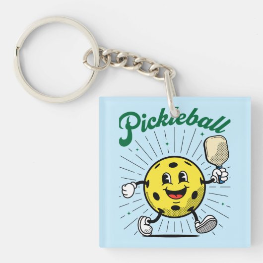 PICKLEBALL MASCOT beroemd gemaakt door PickleballP Sleutelhanger (voorkant)