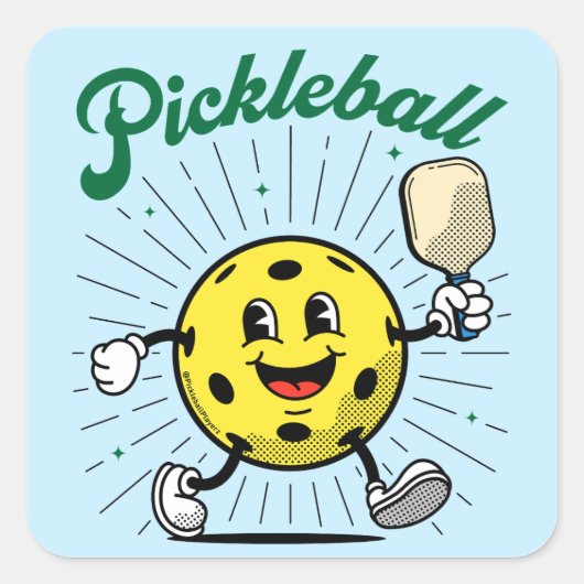 PICKLEBALL MASCOT beroemd gemaakt door PickleballP Vierkante Sticker (Voorkant)
