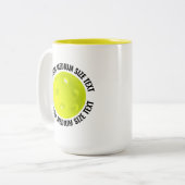 Pickleball & Medium Text GEEL 15oz Custom Tweekleurige Koffiemok (Voorkant links)